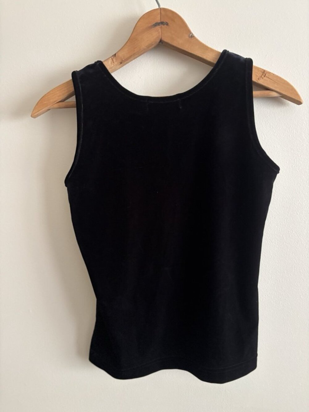 90s Petite Sophisticate Black Velvet Scoop Neck Tank  Top Cami Small Vintage - Picture 4 of 7